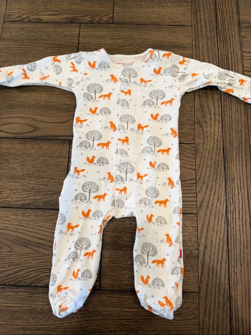 Magnetic me-White Kids One-Piece Footed Sleeper with Orange Fox Print